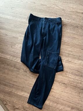 Anthropologie Dark Blue Wide-Leg Flare Jeans